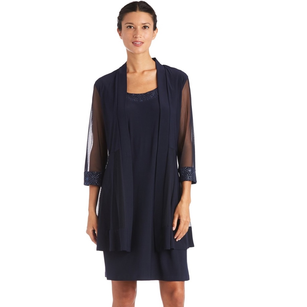 Relaxed-Fit Shift Dress with Soft Jacket